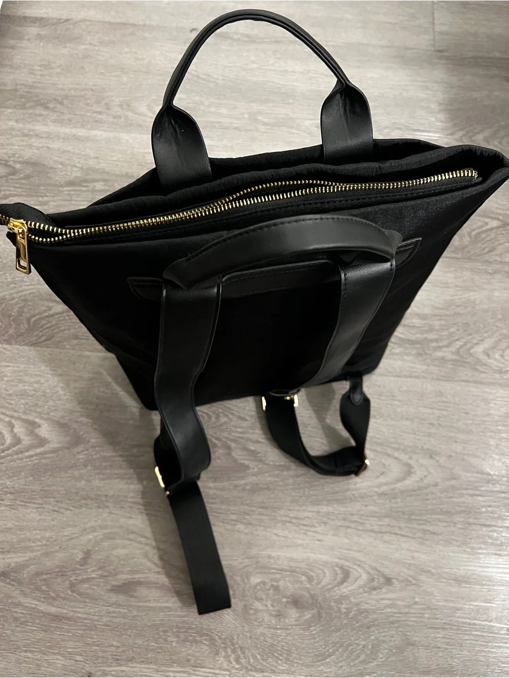 Black Men's Convertible Backpack Tote - Minimal Everyday Bag
